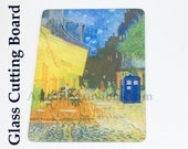 Doctor Who cutting board Dr who Van Gogh Tardis Starry Night tempered glass cutting board, Cafe Terrace, Van Gogh Doctor Who