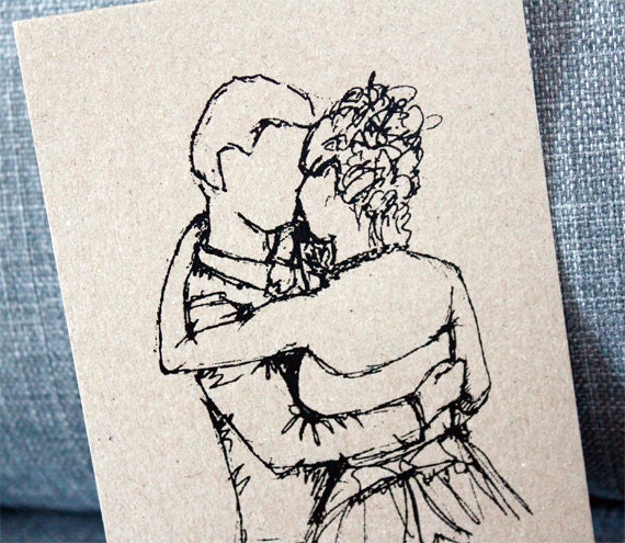 Wedding dance postcards - 10no. Gocco screen-printed A6 kraft cards