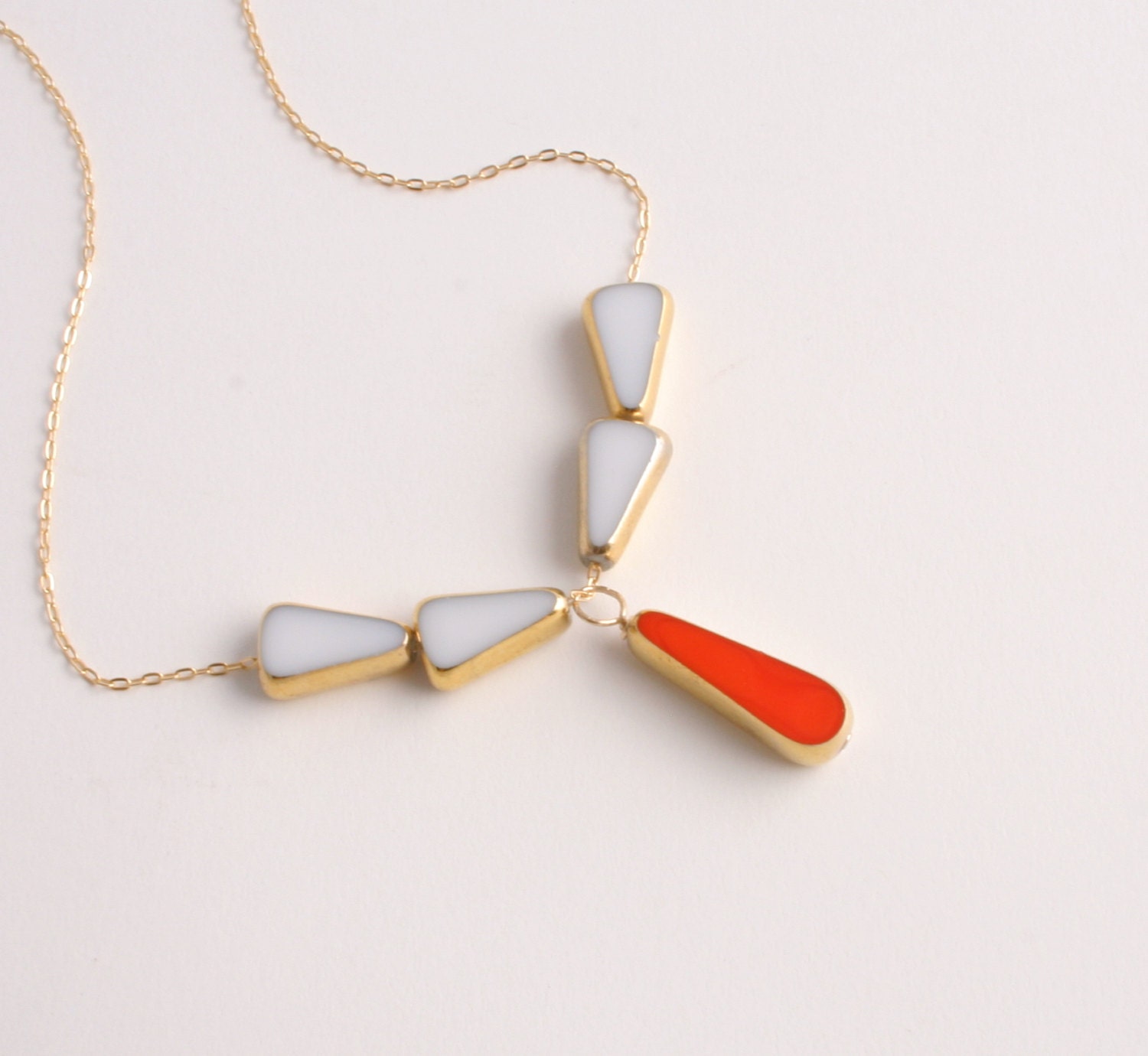 Drop Arrow Necklace in Orange // mid century jewelry // LilahV