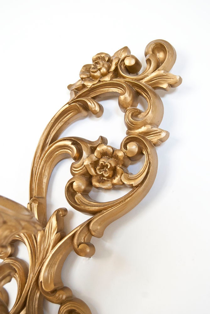 Homco Gold Sconce Candle Holder Hollywood Regency