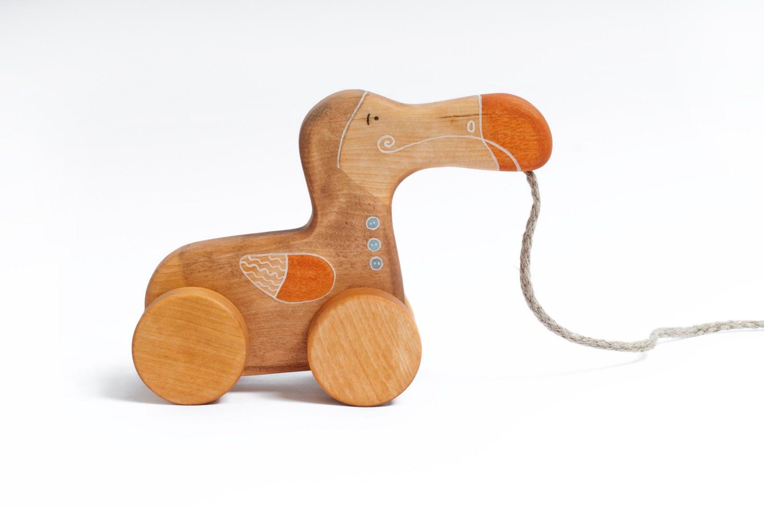 Wooden Toy Dodo organic natural kids pull toy