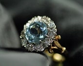 Aquamarine & Diamond Cluster Engagement Ring