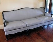 Grey faux leather french regancy provincial sofa couch