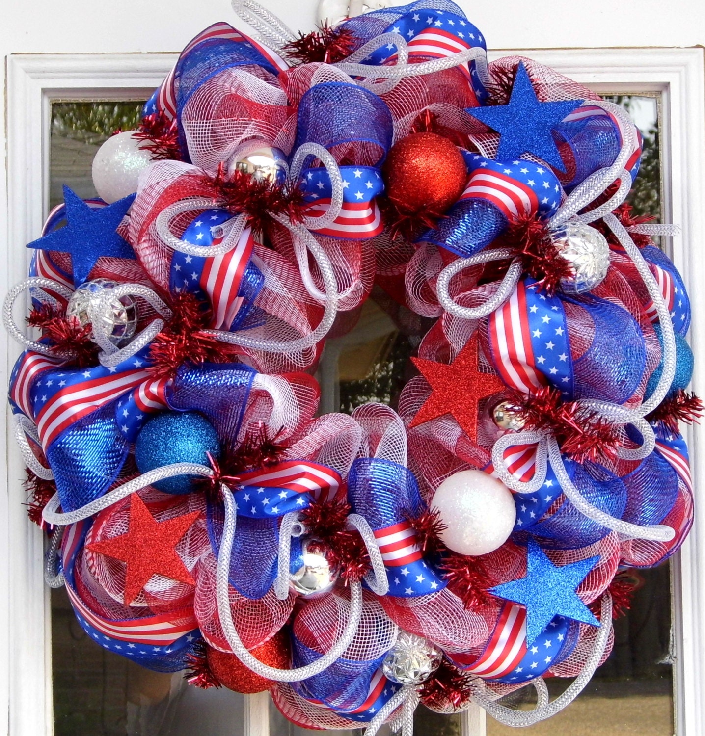 Patriotic Mesh Wreath USA America