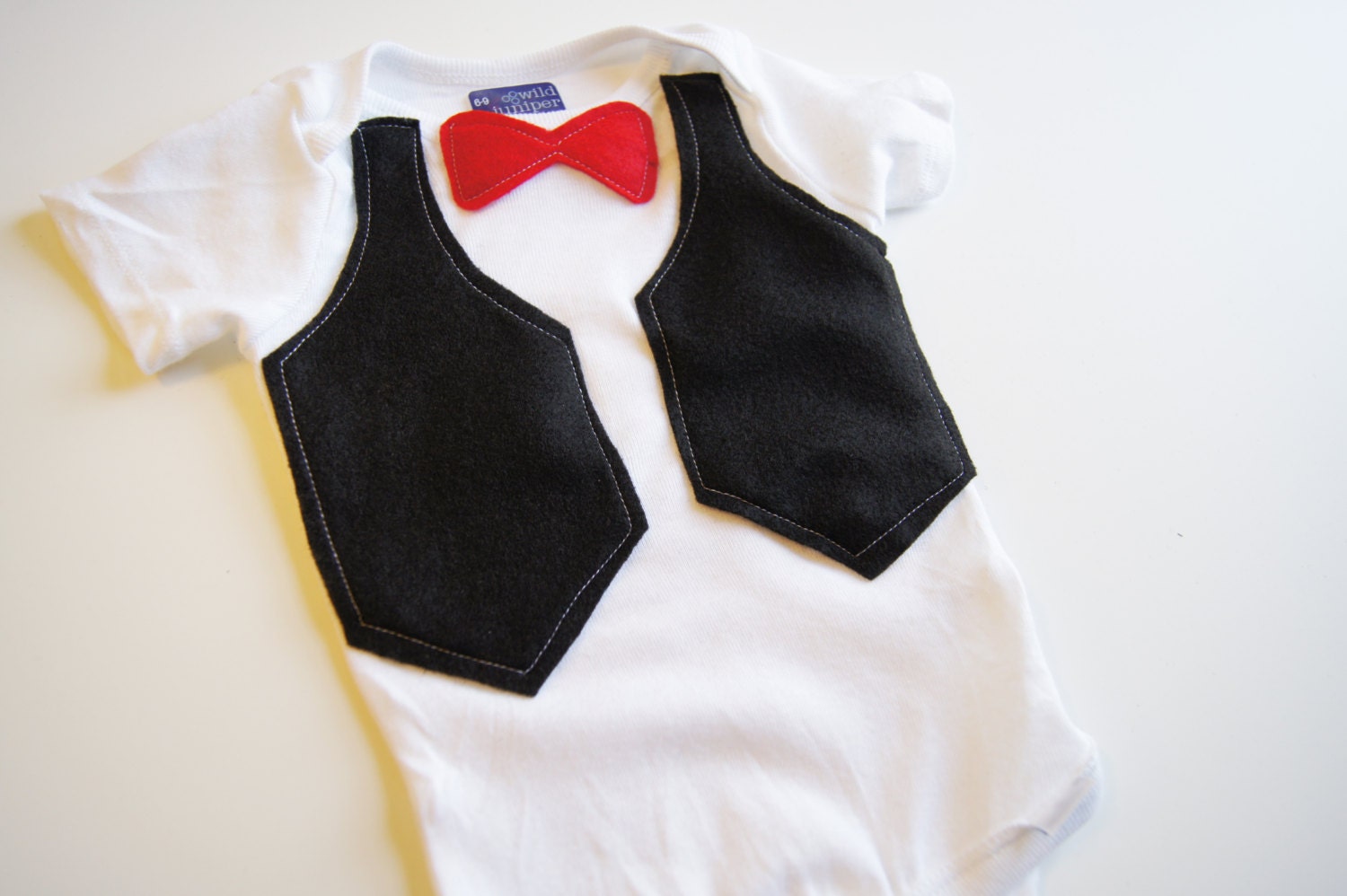 Baby Boy Outfit // Baby Boy Outfit Bow Tie and Vest // Black Vest and Red Bow Tie // Sharp