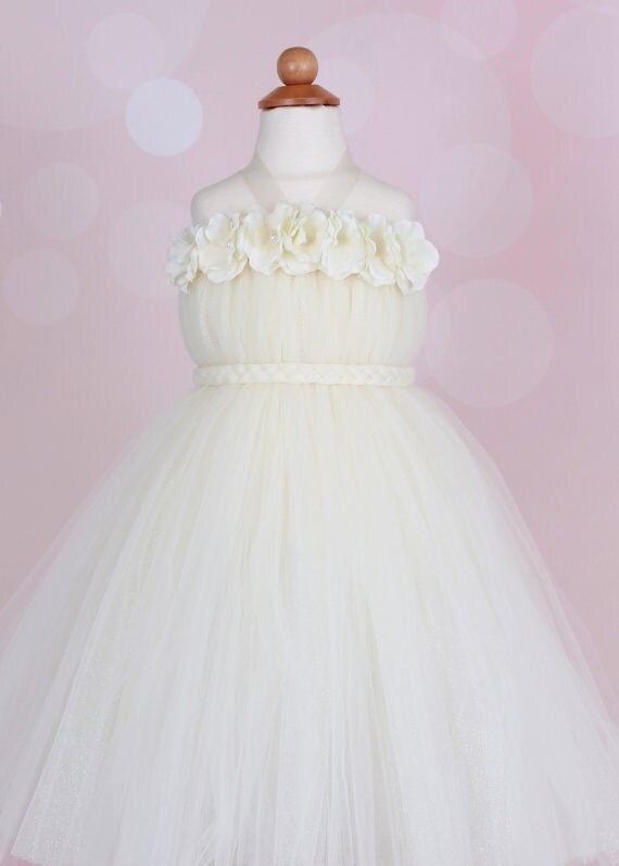 Flower Girl Tutu Dress - Ivory - Moon Light Magic - 3-4 Toddler Girl - Cutie Patootie Designz Il_570xn