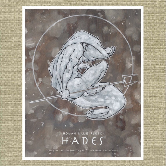 Greek and Roman Gods Hades and Pluto Ruler of the Underworld - Olympians Art Print 11 x 14