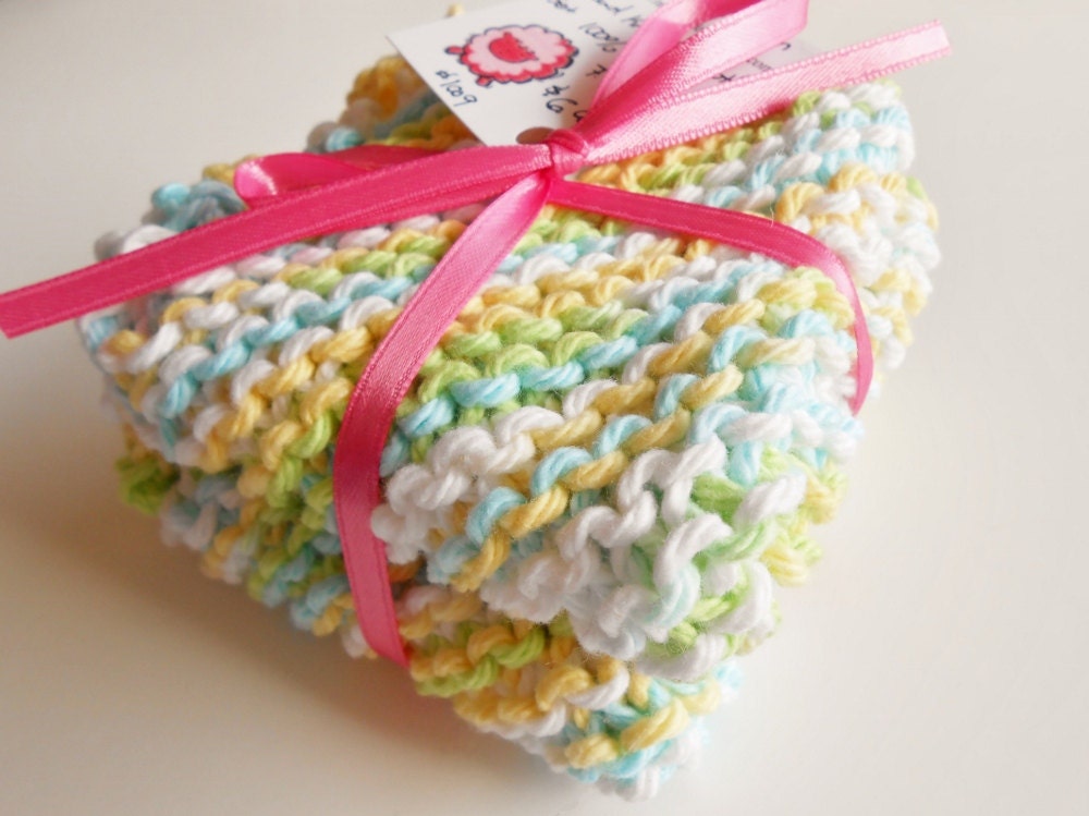Green and Yellow Cotton Dish Cloths - Set of 2