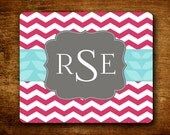 Mouse Pad - Pink/Aqua Chevron