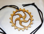 BIRCHWOOD GEAR CIRCULAR Pendant Necklace Blk Velvet