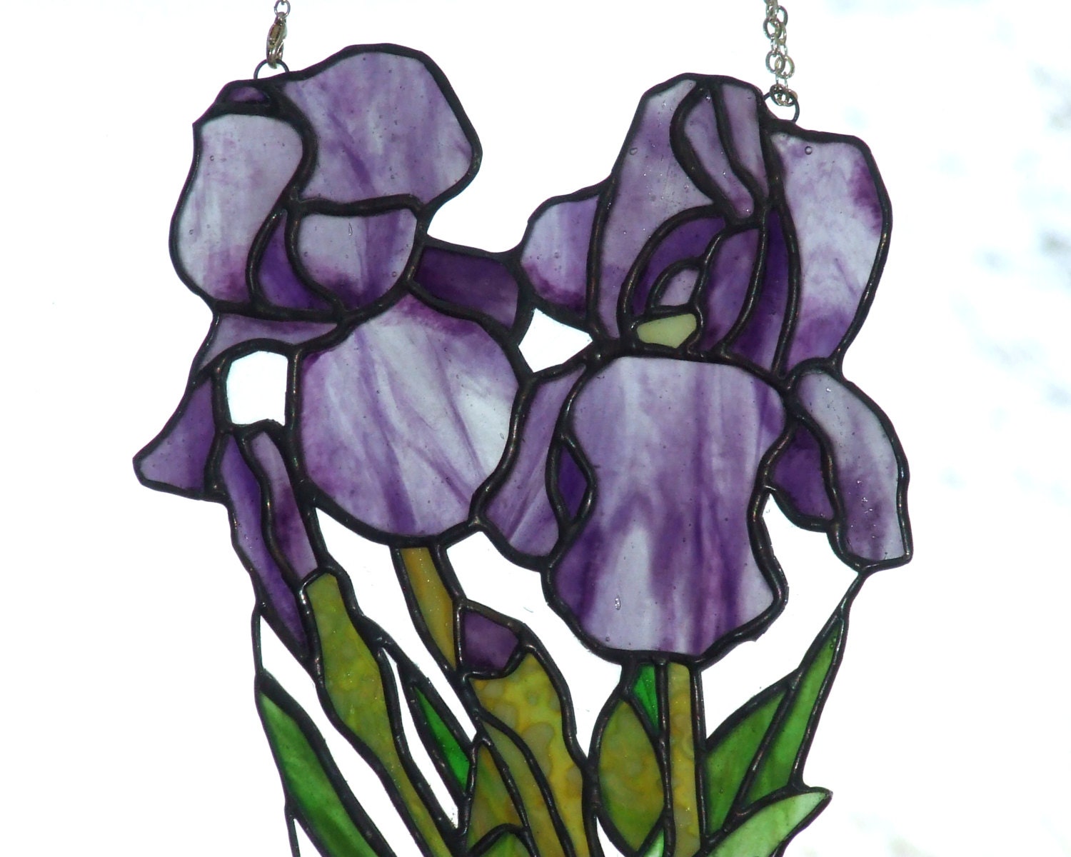 Stained Glass Iris Free-Form Panel