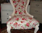 Beautiful antique shabby chic spoon backed nursing chair in Rosali