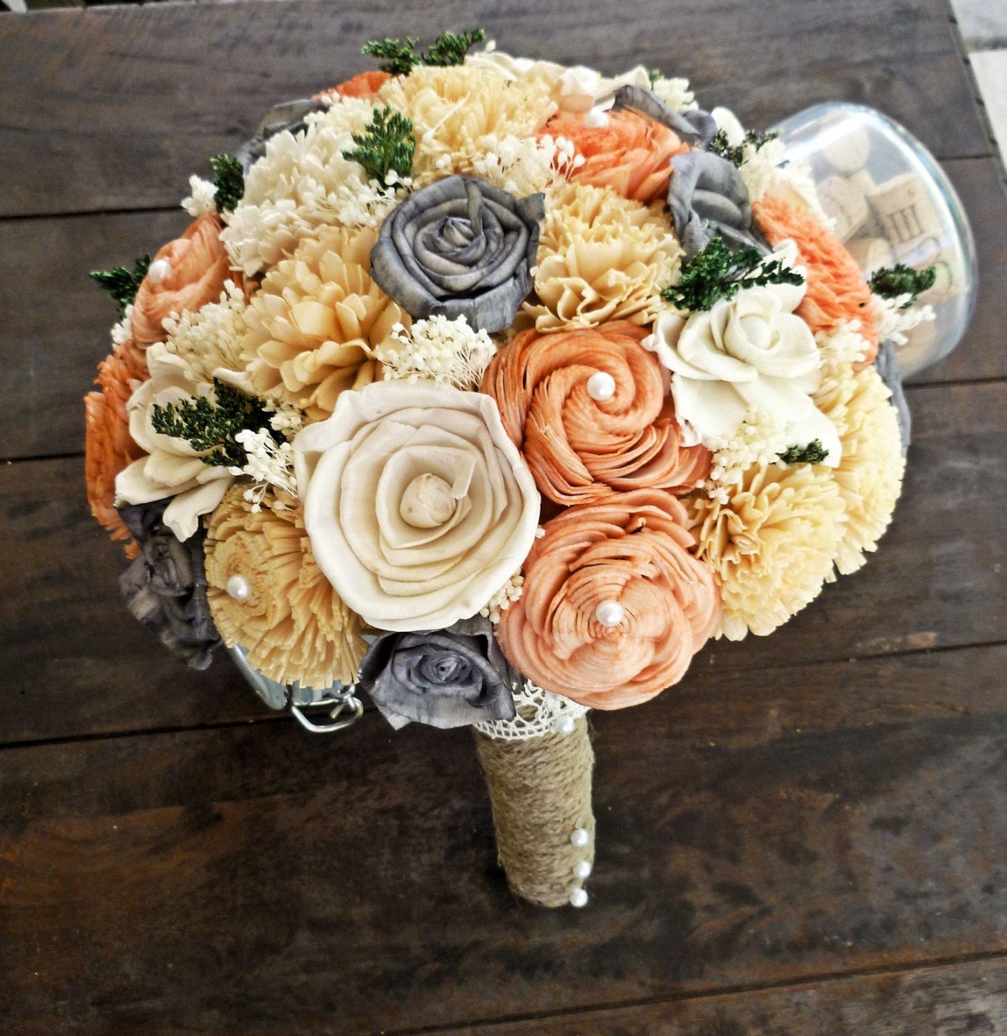 READY TO SHIP Alternative Wedding Bouquet - Sola flowers, Natural Bridal Bridesmaid Bouquet, Keepsake Bouquet