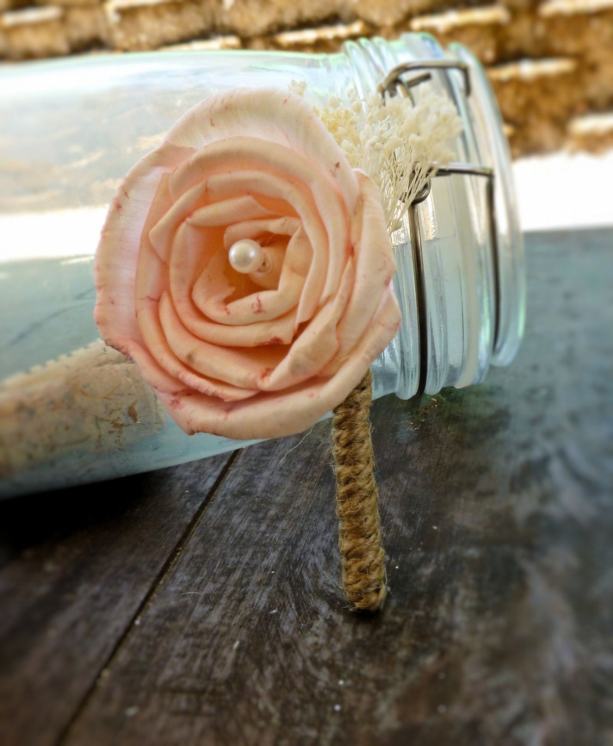 Blush Rose Boutonniere- Made to Order Groom, Groomsmen, Sola Flower, Wedding, Wedding Flowers, Shabby Chic Wedding, Rustic Wedding
