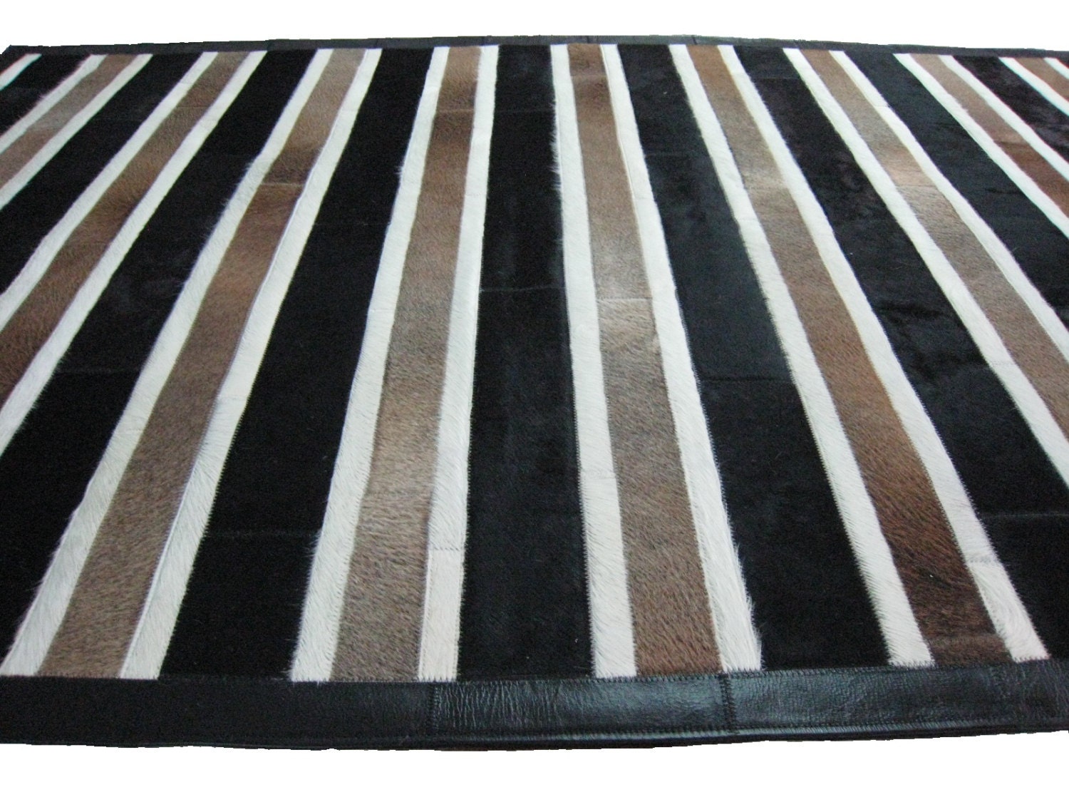 LIFESTYLE by Cara  --  Balck Grey Custom Cowhide Patchwork Rug Cow Hide Leather Hairhide Carpet