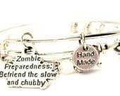 Zombie Preparedness Befriend The Slow And Chubby Set of two beaded bangles charm bracelet