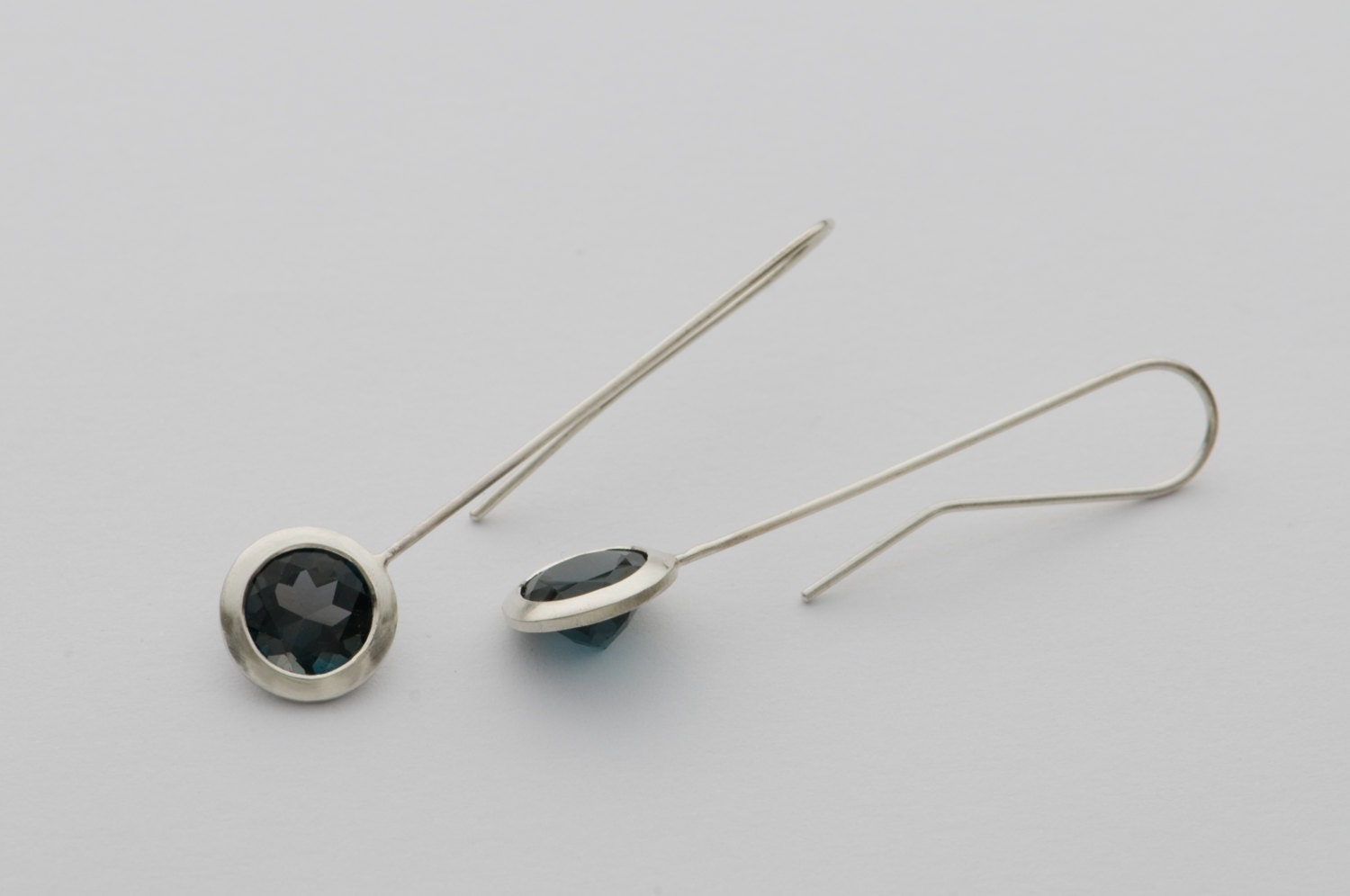 Blue Topaz Earrings - London Blue Topaz Lollipop Earrings - Sterling Silver