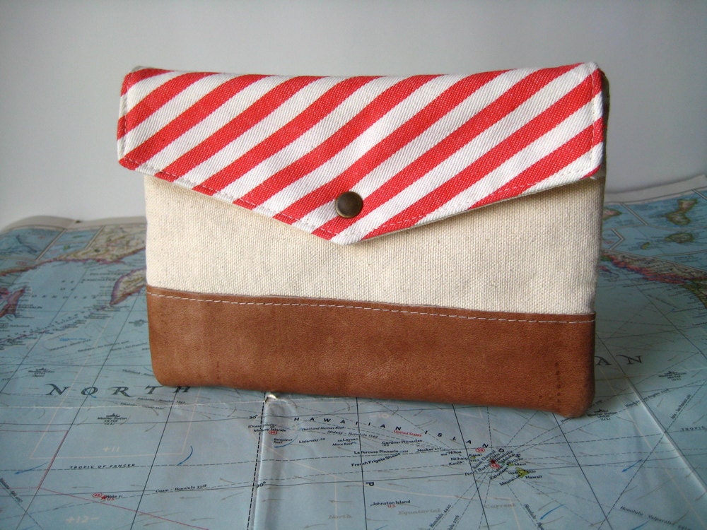Airmail envelope padded pouch--make up bag