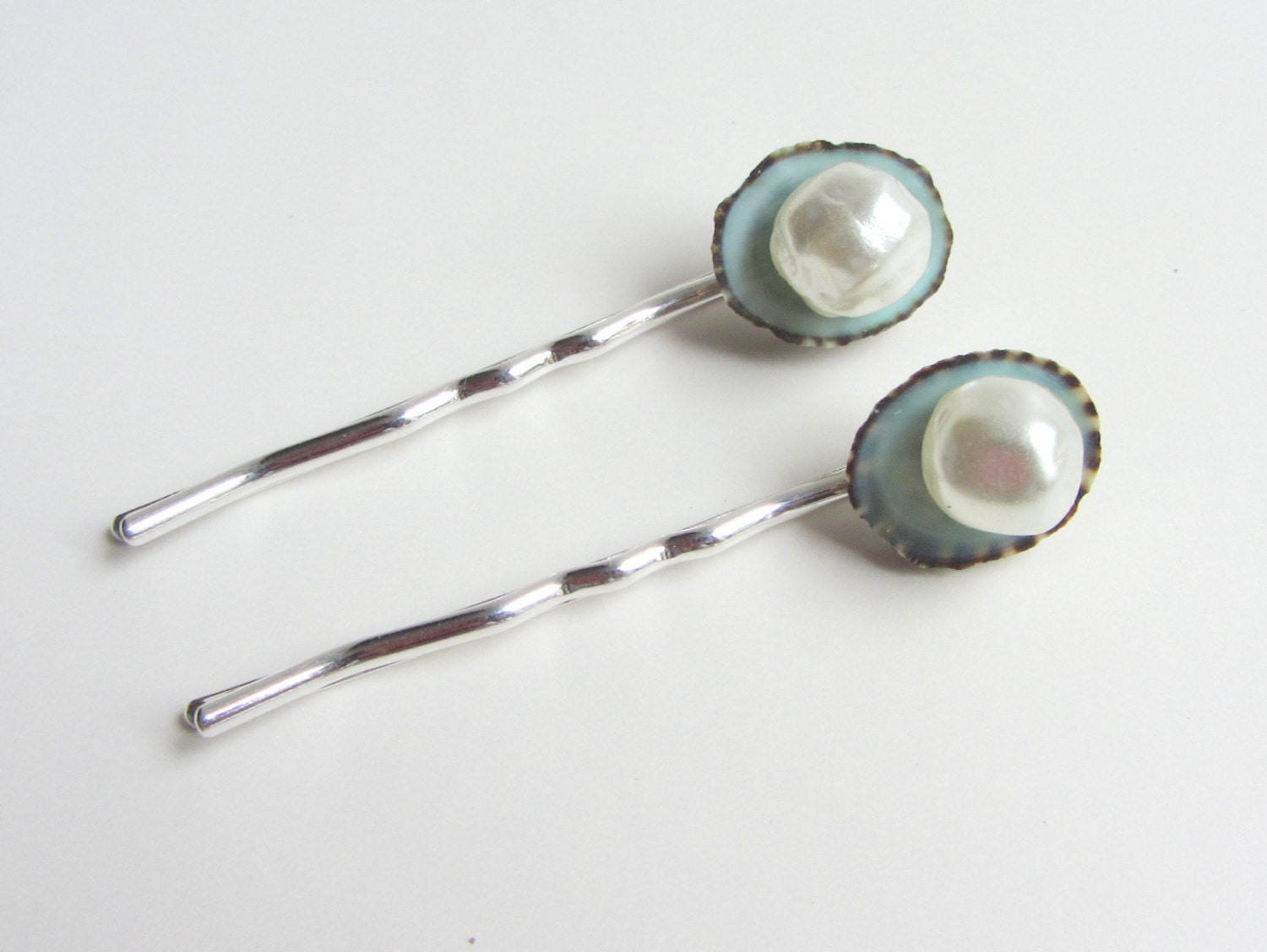 Beach Pearl and Limpet Shell Hair Pins - Something Blue