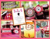 Baby-Q Coed Baby Shower (BBQ)- Whole Party Pack- PRINTABLE (pink, orange, lady bugs, baby q)