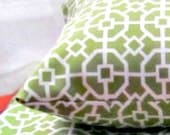 Small Dog Bed Pillow, Green, White