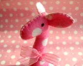 Pink Polka Dot Giraffe Ooak Plush Plushie Stuffed Animal Baby Nursery Gift Soft Softie Hand Stitched