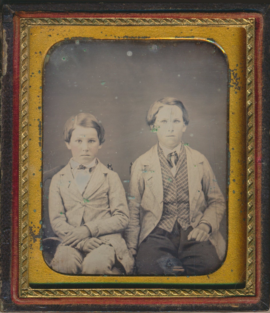 2 Young Brothers Daguerreotype 1/6 sixth plate 1850