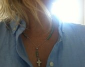 Turquoise and sterling silver rosary inspired necklace