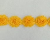 SALE... Shabby Chiffon Rose Trim, Golden Yellow, 1 yard
