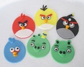 Fondant Angry Bird Inspired Cupcake Toppers