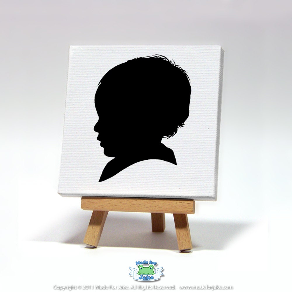 Custom Mini-Canvas Silhouette 4x4  hand painted from your photo ORIGINAL ART