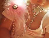 5in1 Pacifier Clip converts to Bracelet, Necklace Hair Accessory Pink Feather Personalized