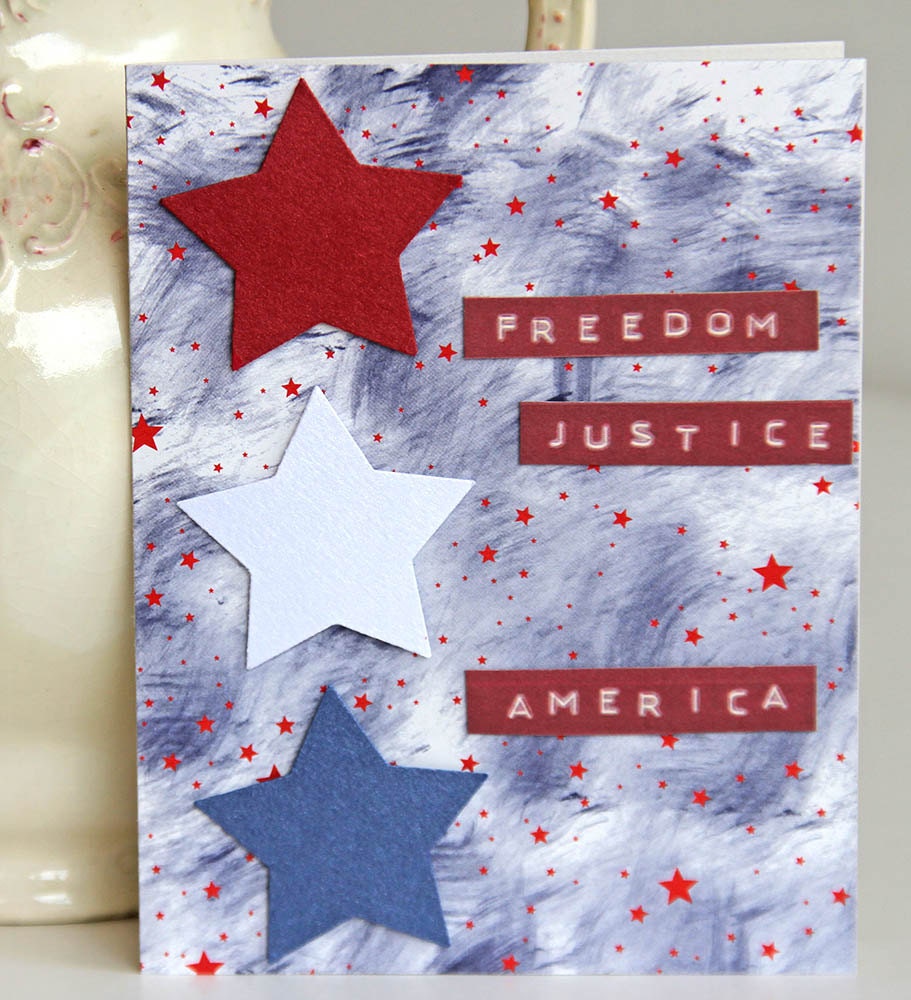 Patriotic America Greeting Card, Red White And Blue Stars, Fourth of July Notecard