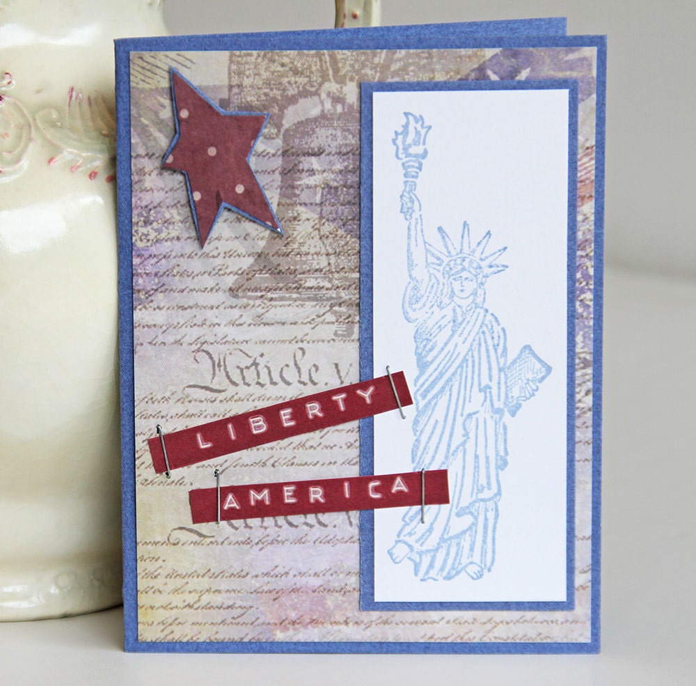 Liberty America Greeting Card, Patriotic Card, Fourth of July Notecard