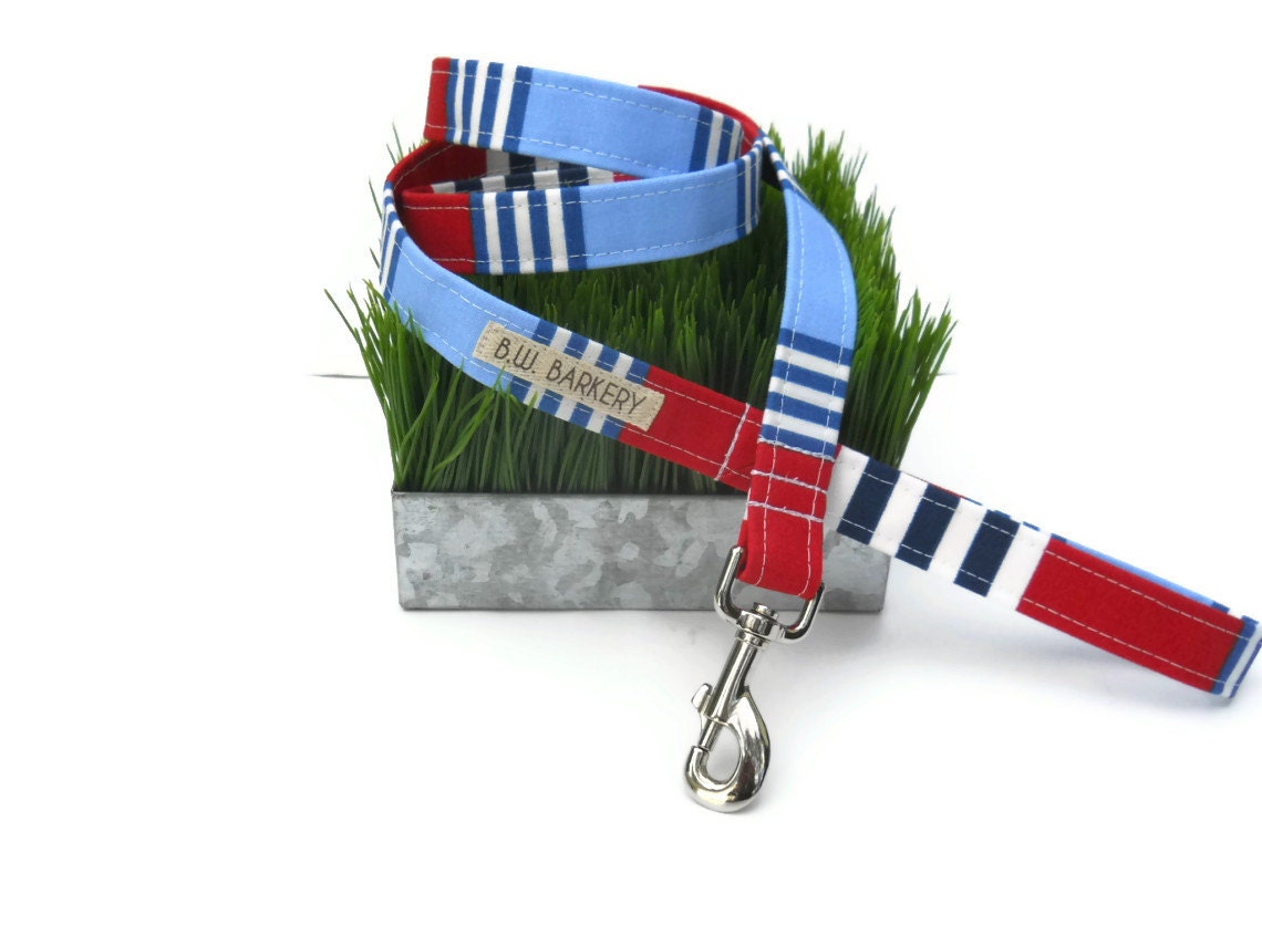 Regatta stripe red, white and blue  dog leash...