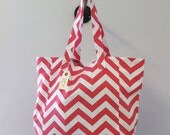 Cotton Shopping Bag (Salmon/White)