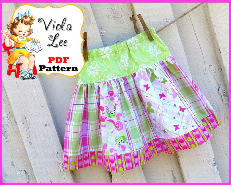 Sara.......Girl's Skirt Pattern, Strip Skirt Pattern, Toddler Skirt Pattern. INSTANT DOWNLOAD. Girl's Sewing Patterns. Size 6mo to girl's 10