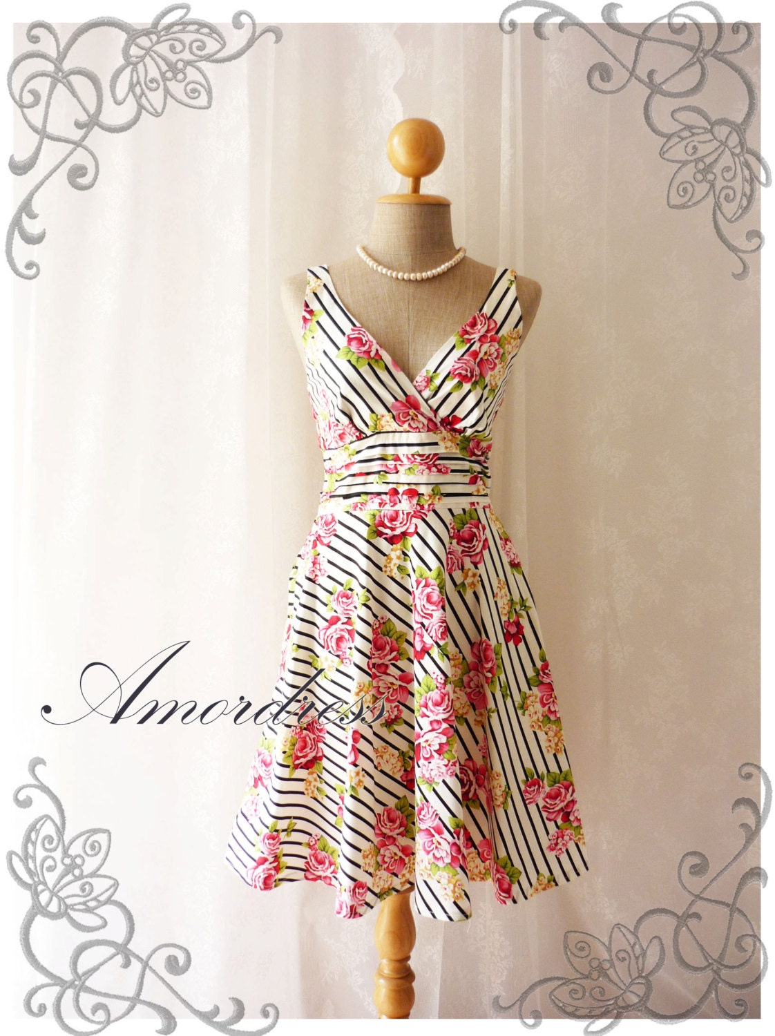 SALE TODAY All About Floral - Floral Dress Summer Vintage Inspired Tea Dress Tea Party Cocktail Garden Woodland Gorgeous Dress  -Size XS-S-