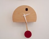 Gibbous Red - Plywood Cuckoo Clock with moving bird and pendulum
