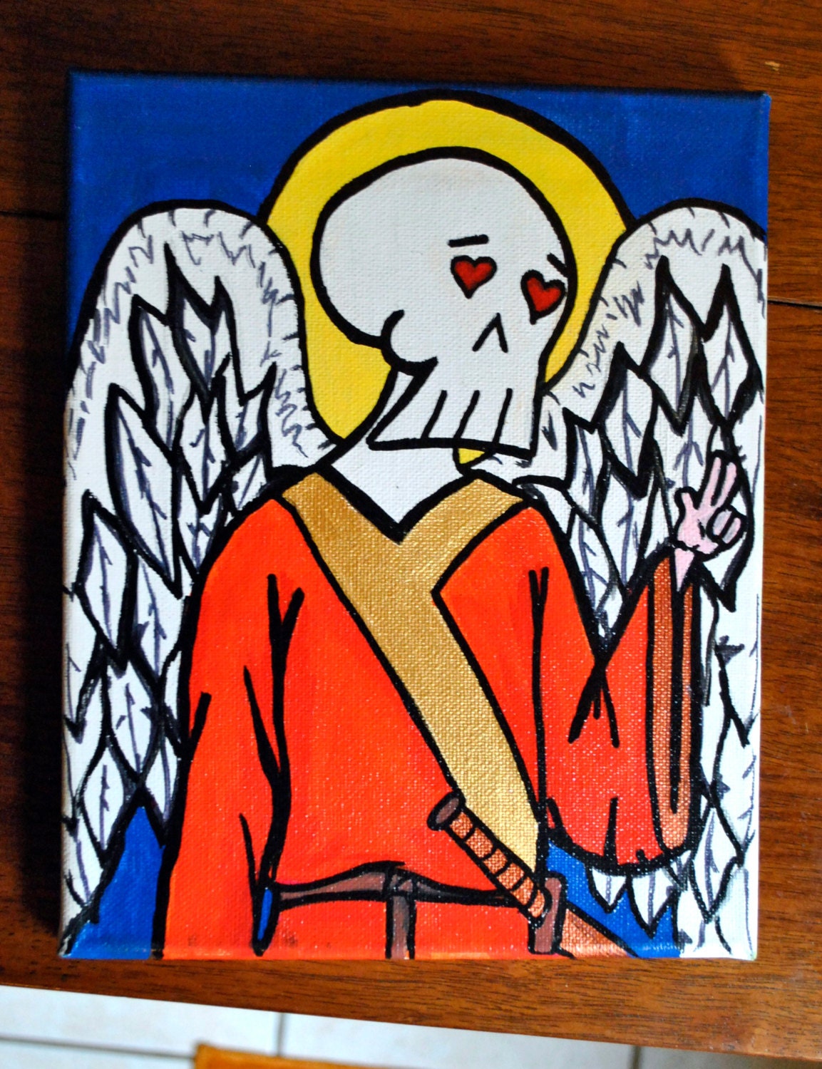 Skull angel  8x10 canvas