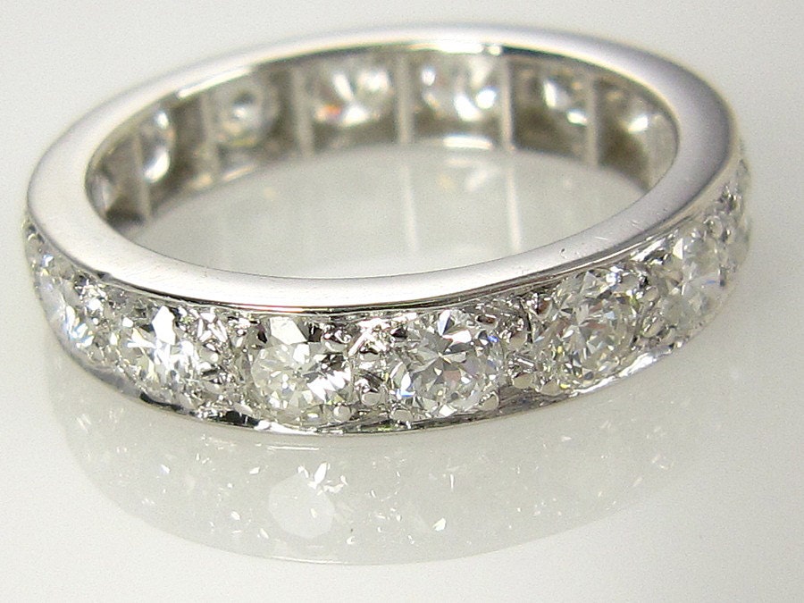 Rare Art Deco 1.50ct  Old Brilliant Cut Diamond Full Eternity Ring WEDDING ANNIVERSARY Band