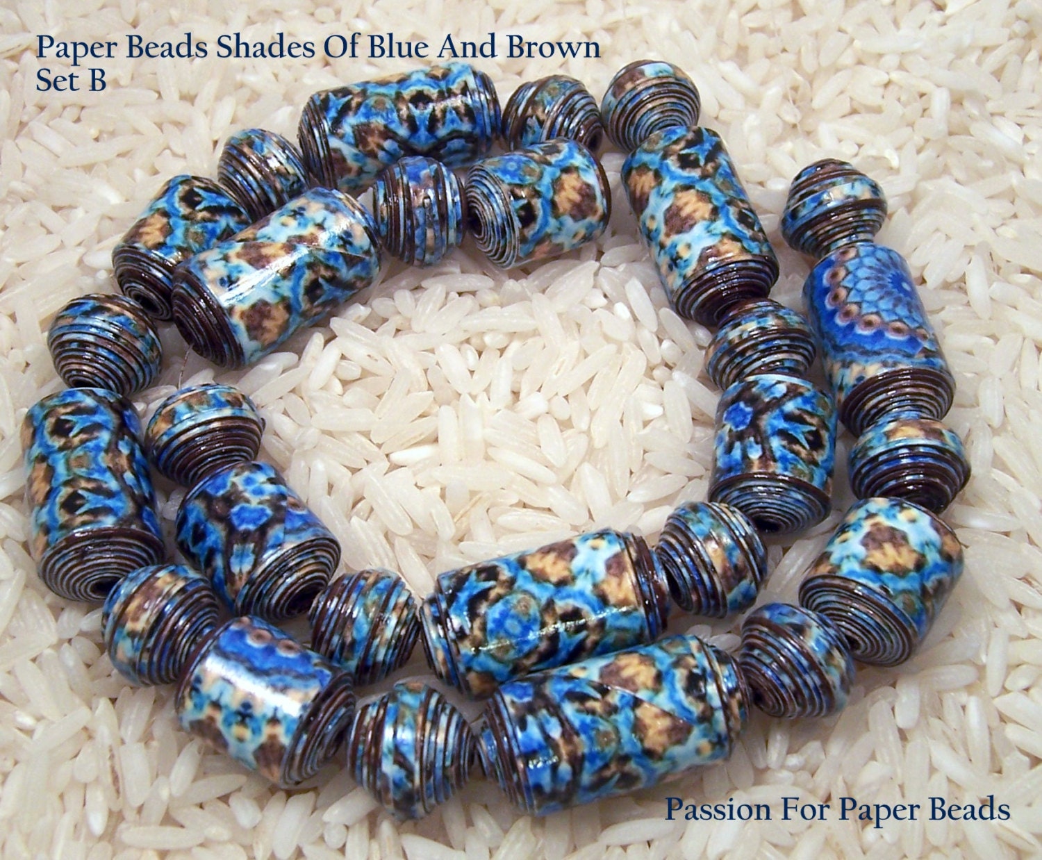 Paper Beads- Shades Of Blue And Brown  Set B