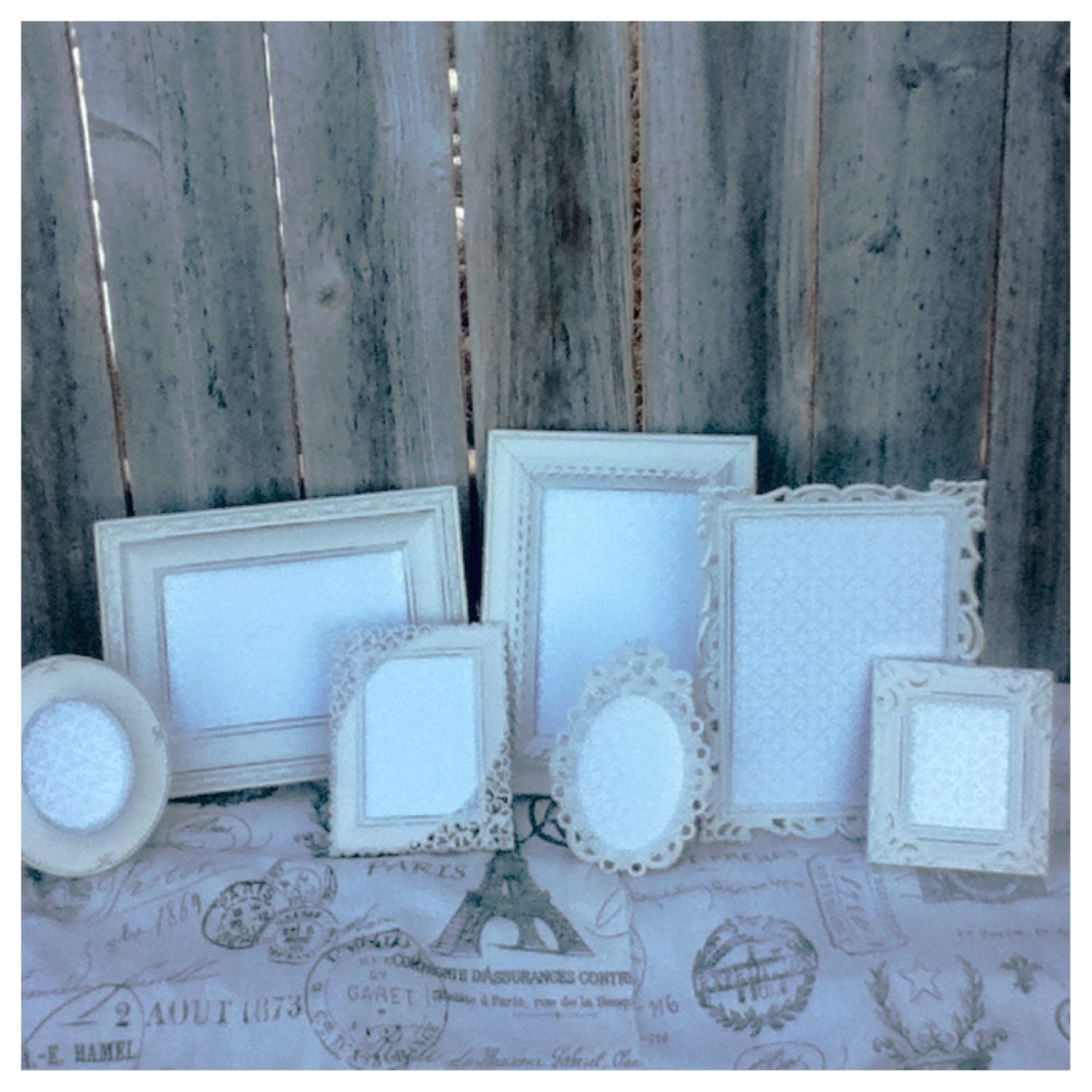Small PICTURE FRAMES - Baby - Wedding - Heirloom White - Shabby Chic - Glass and Easel Backing