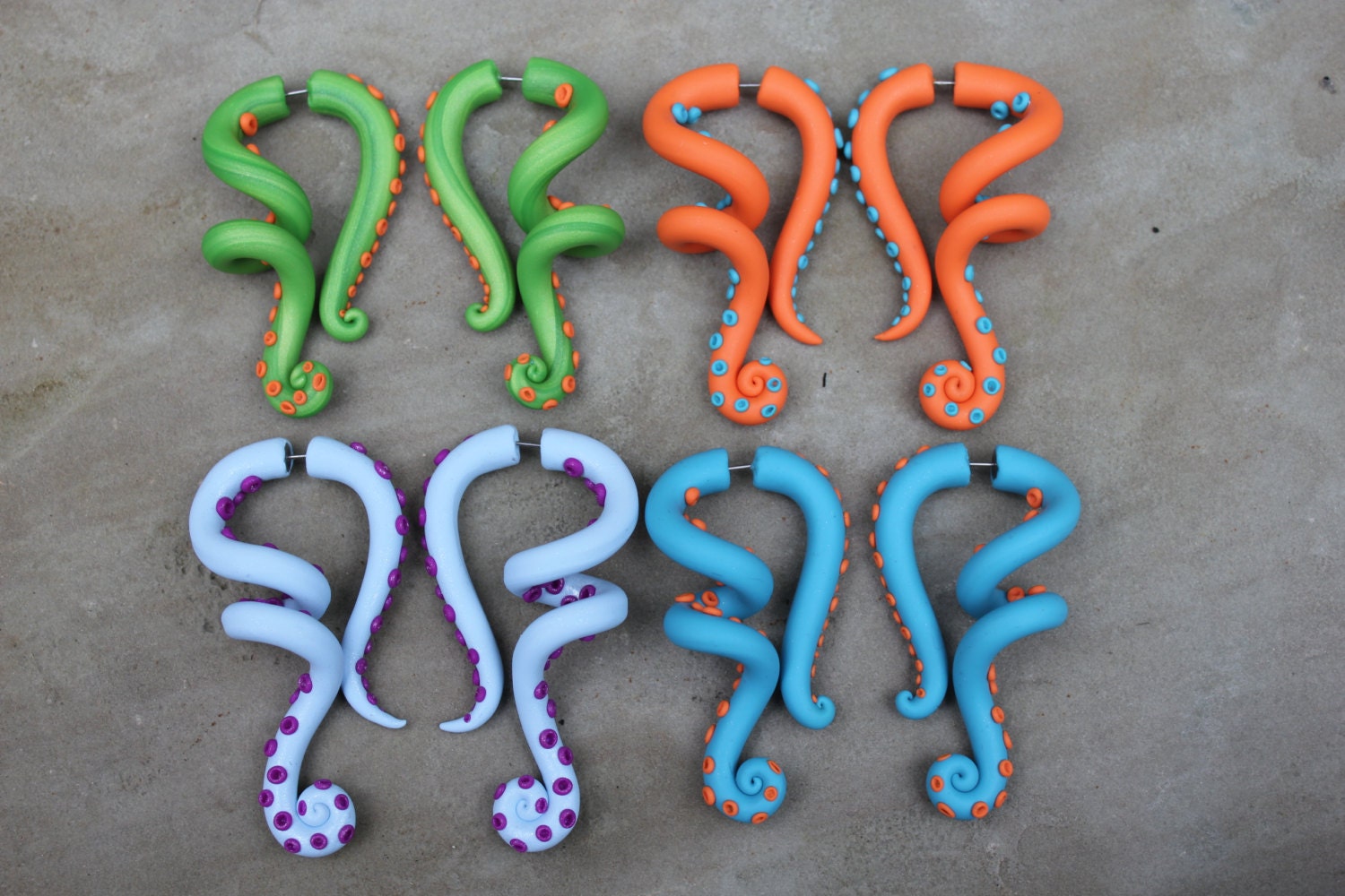 Octopus Tentacles Gauge or Fake Gauge Earrings