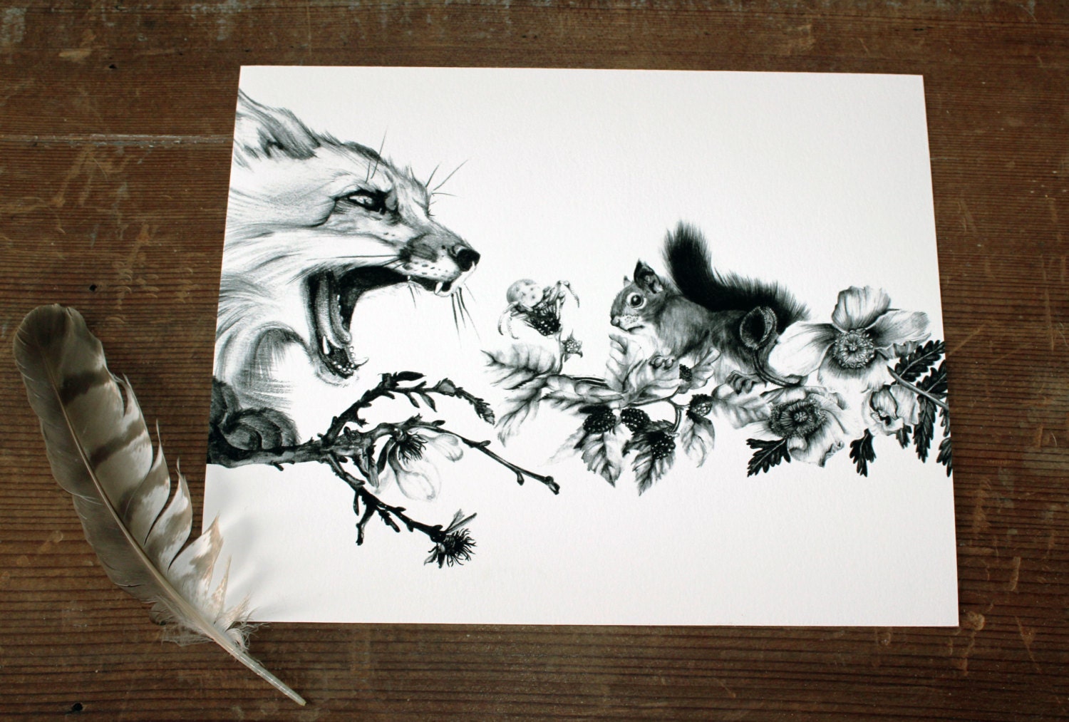 Fox and Squirrel Print 11x14 Giclee Print