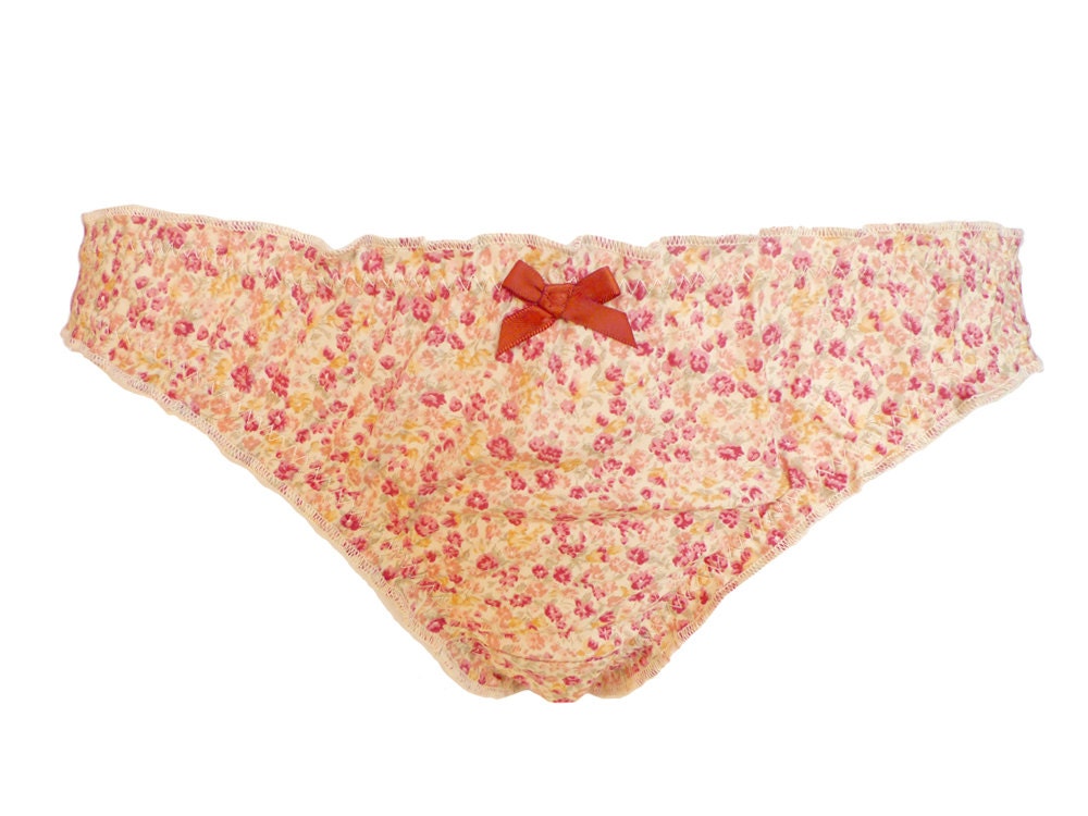 Pink floral cotton frilly knickers