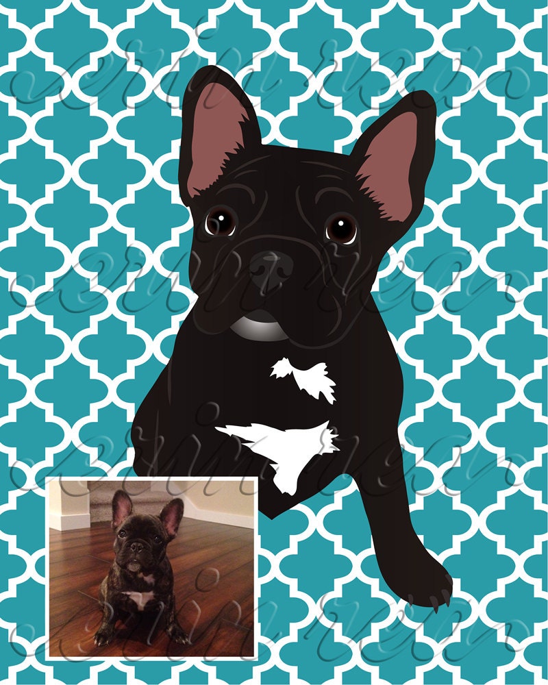 Custom Pet Portrait : Modern Print of YOUR Pet (Pattern shown here is Moroccan)