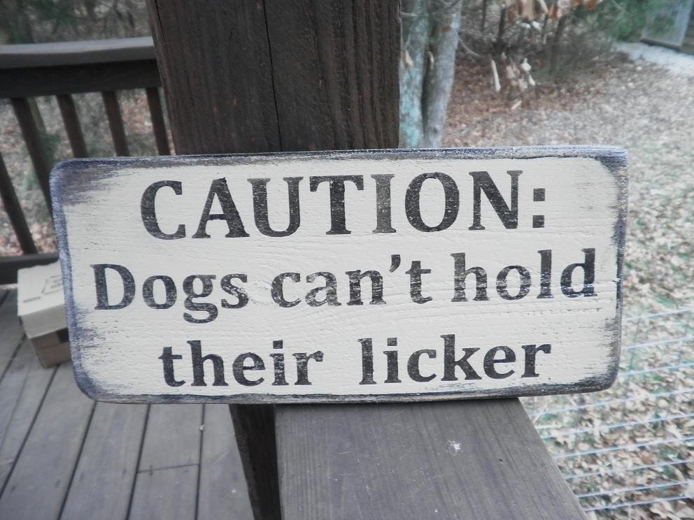 Funny humerous sign, funny pet sign,  wood sign. dog sign , pet lover sign. humerous pets, dogs cant hold there licker
