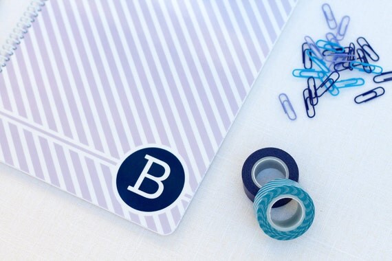 Personalized Notebook - Thin Stripe Collection - Spiral Bound - Choice of Color - Monogrammed Il_570xn
