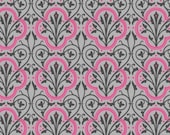 Floral Fabric, Pink Floral Fabric, Grey Fabric, Pink and Grey Fabric,  Aprils Garden by South Seas, 1 yard fabric